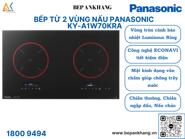 Bếp từ 2 vùng nấu Panasonic  KY-A1W70KRA - Made in Japan